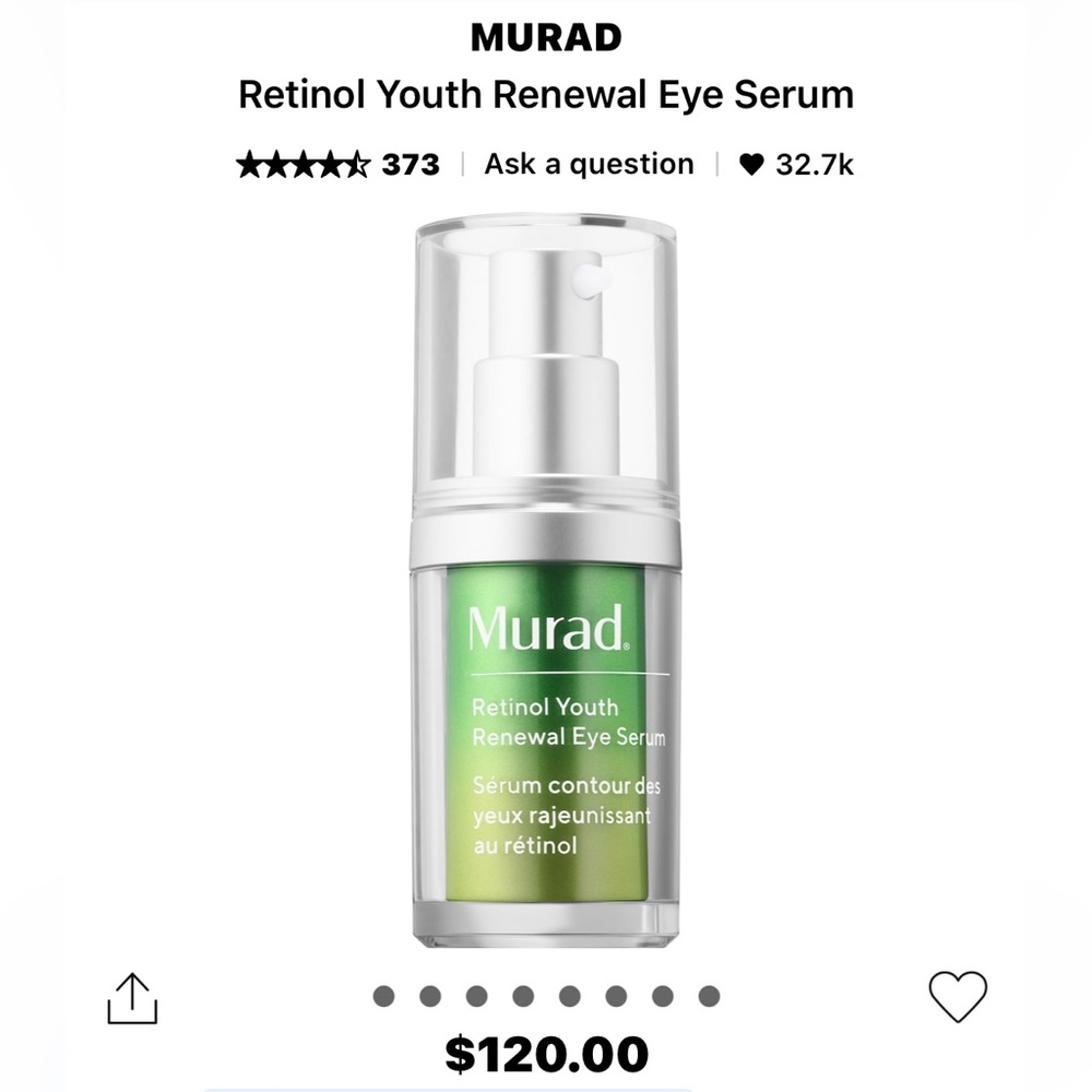 Murad Retinol Youth Renewal Eye Serum-15ml
Never used, Never Opened With Box